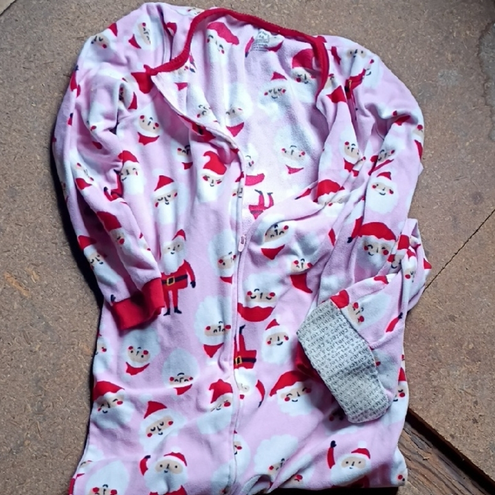 Kids Carters Santa Print Pink Fleece Pajamas